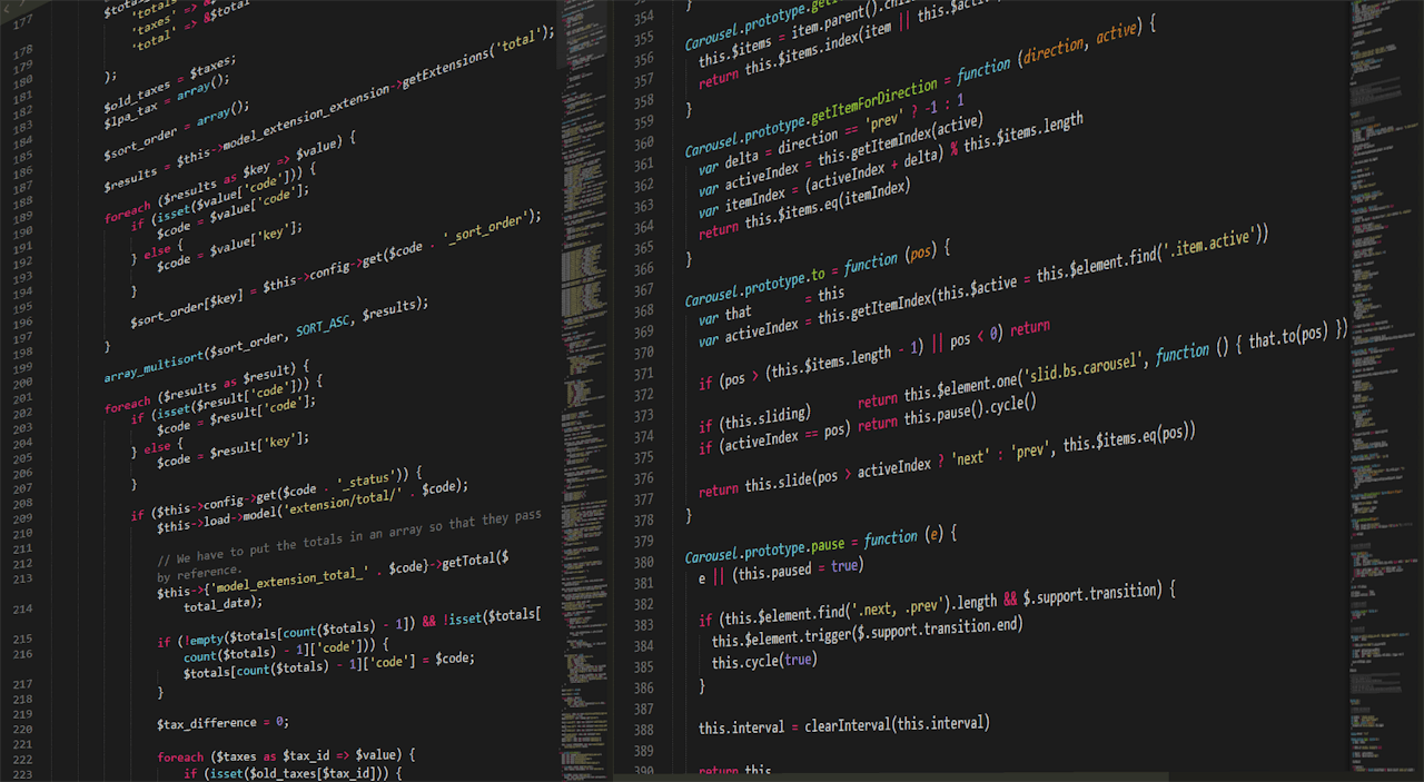 Close-up view of programming code in a text editor on a computer screen.